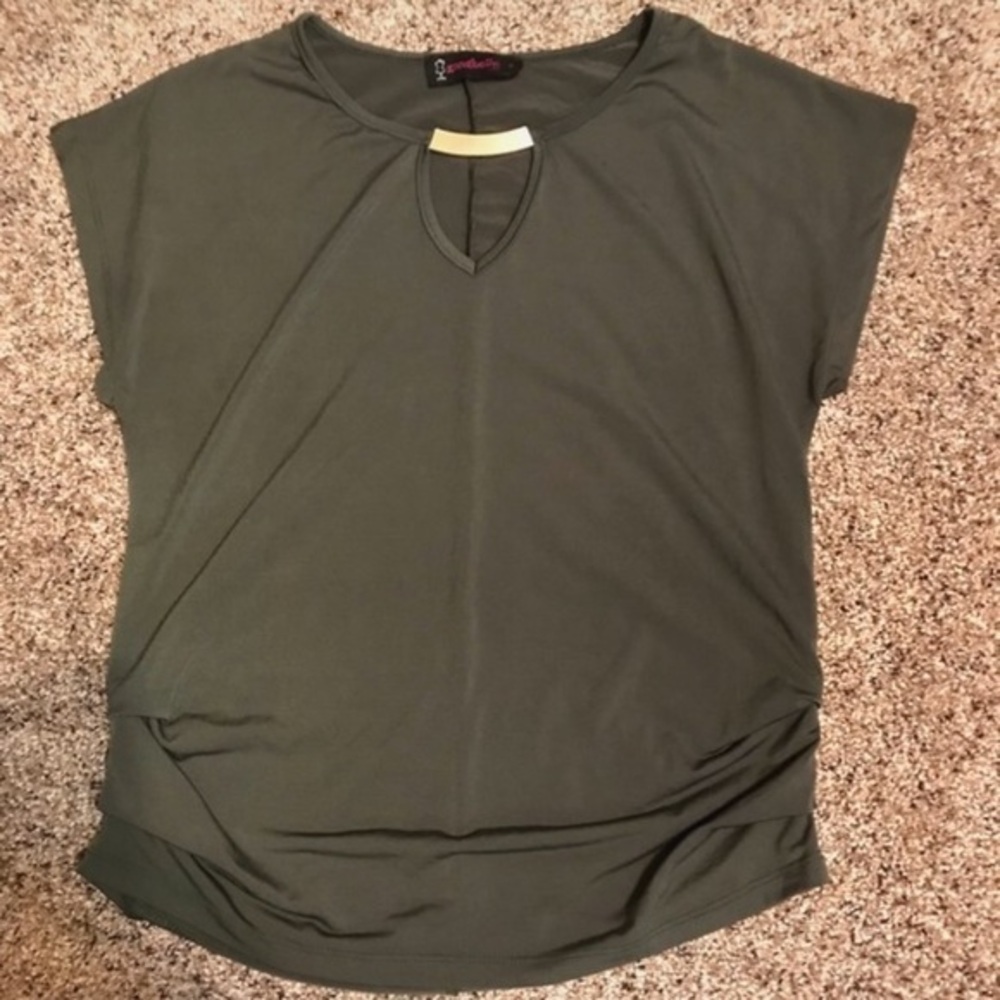 Dark Green Dress Shirt w Metal Accent Size Small